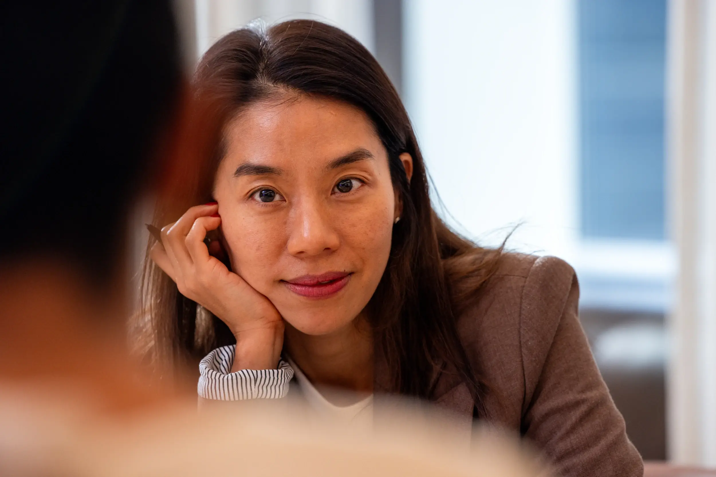 Woman listening during a meeting